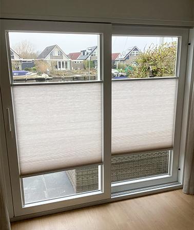 Verano® duo plisségordijnen met PlakFix plakprofielen schuifpui