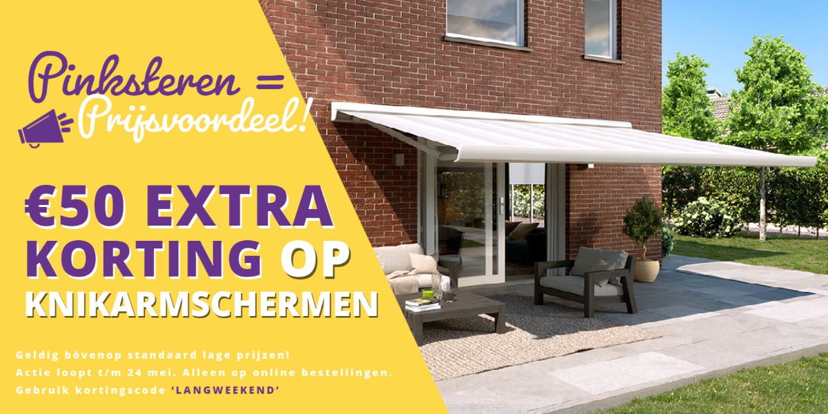 LANGE WEEKENDEN, LAGE PRIJZEN | €50,- korting op zonneschermen