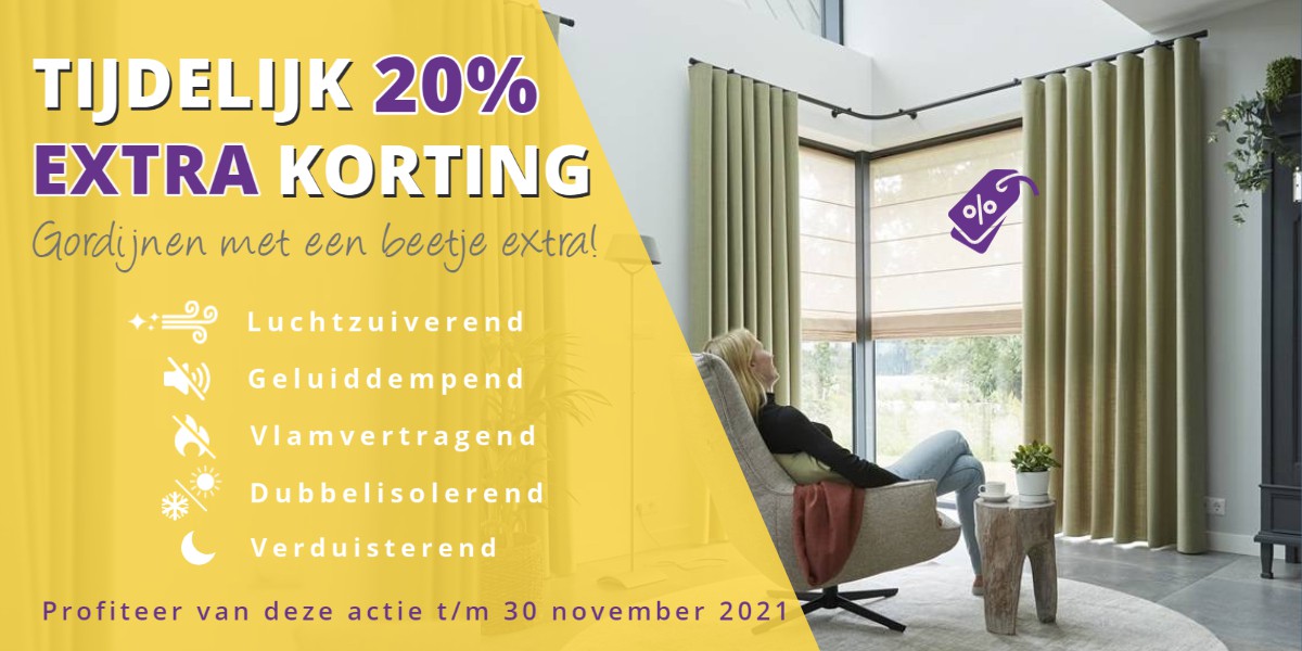 20% korting op gordijnen+