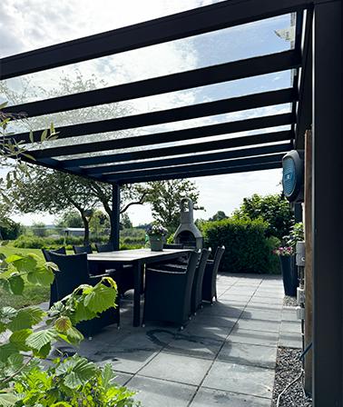 Glazen overkapping aluminium zwart Solano