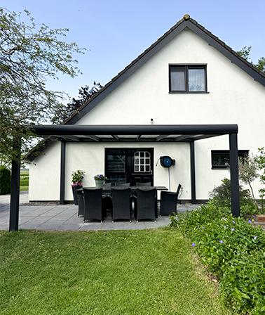 Solano aluminium glazen overkapping gitzwart