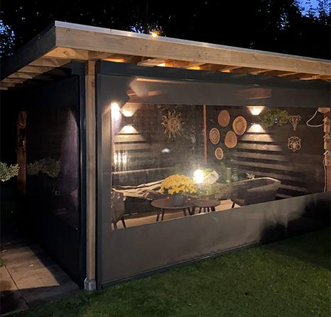 veranda screens doorzichtige folie overkapping hout