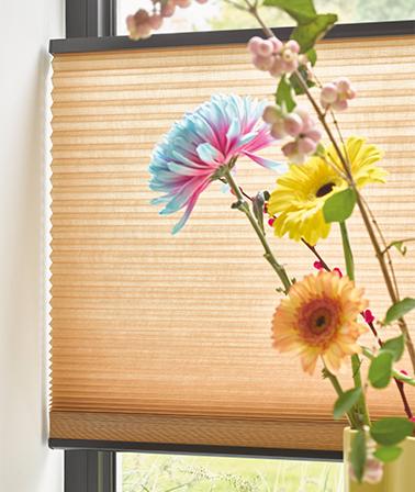 Luxaflex® Duette® Shades oranje pastel beige zalmroze duo plisségordijnen