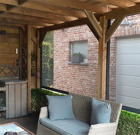 Verano® Ritsscreen V550 met Zwart 5% screendoek doorzichtige screens transparant houten overkapping