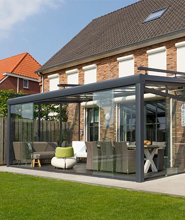 Verano Riva glazen terrasoverkapping schuifwanden