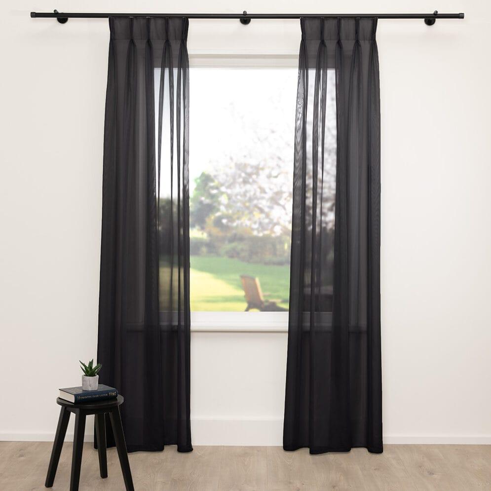 Vitrage Top Voile Zwart 10