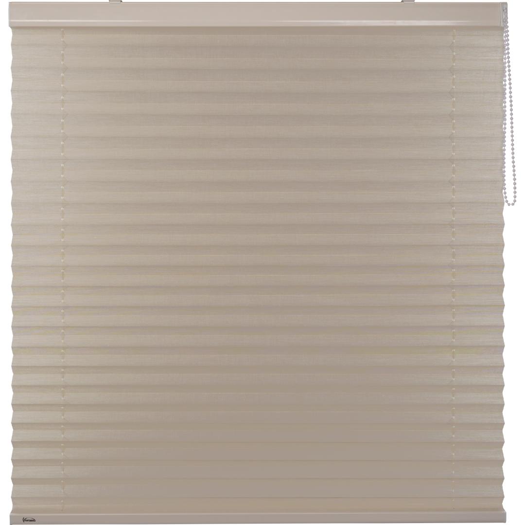 Verano plisségordijn | Stof: 73.0014 Sisal Transparant | Bovenbak en onderlat: Crèmewit | Bediening: Standaard met ketting