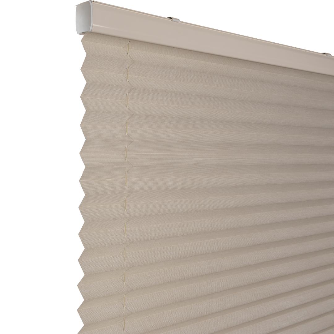 Verano plisségordijn | Stof: 73.0014 Sisal Transparant | Bovenbak en onderlat: Crèmewit | Bediening: Standaard met ketting