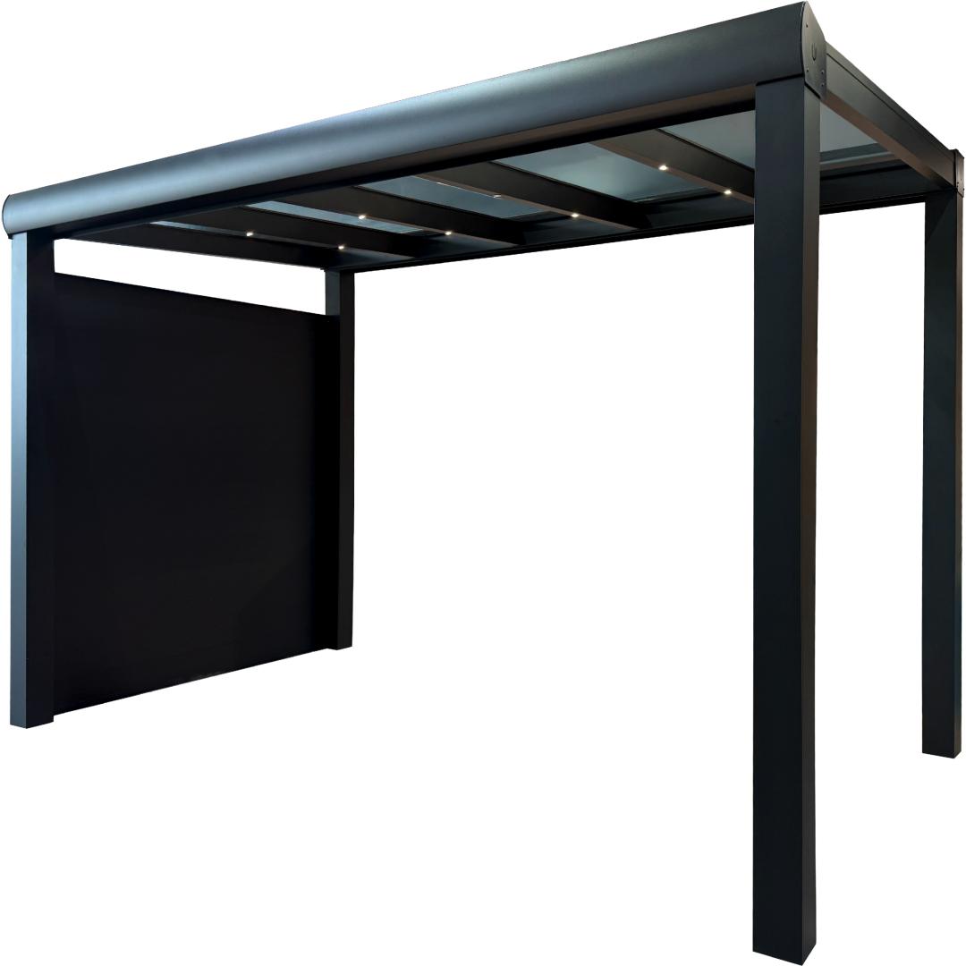 Solano Terrasoverkapping vrijstaand met zijwand, glazen dak en LED-verlichting