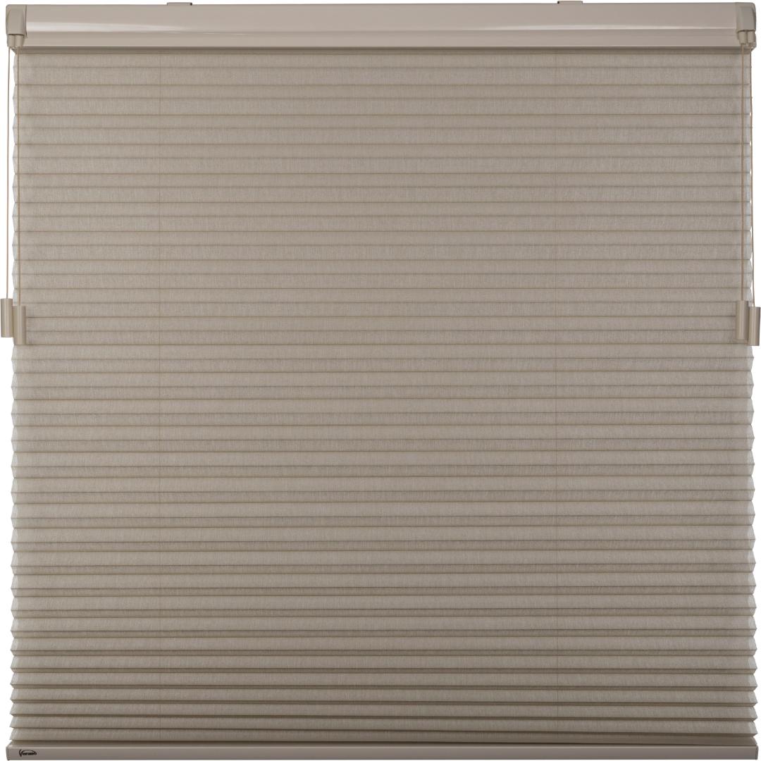 Verano duo plisségordijn XL | Stofkleur: Lattebruin 72.4505 45 mm | Systeemkleur: Gebroken wit | Bediening: EasyPull met kunststof koordknop