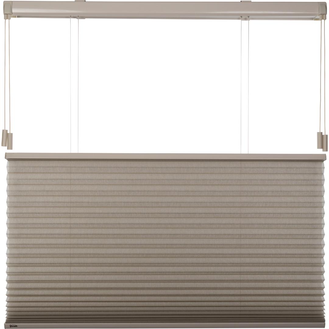 Verano duo plisségordijn XL | Stofkleur: Lattebruin 72.4505 45 mm | Systeemkleur: Gebroken wit | Bediening: EasyPull met kunststof koordknop