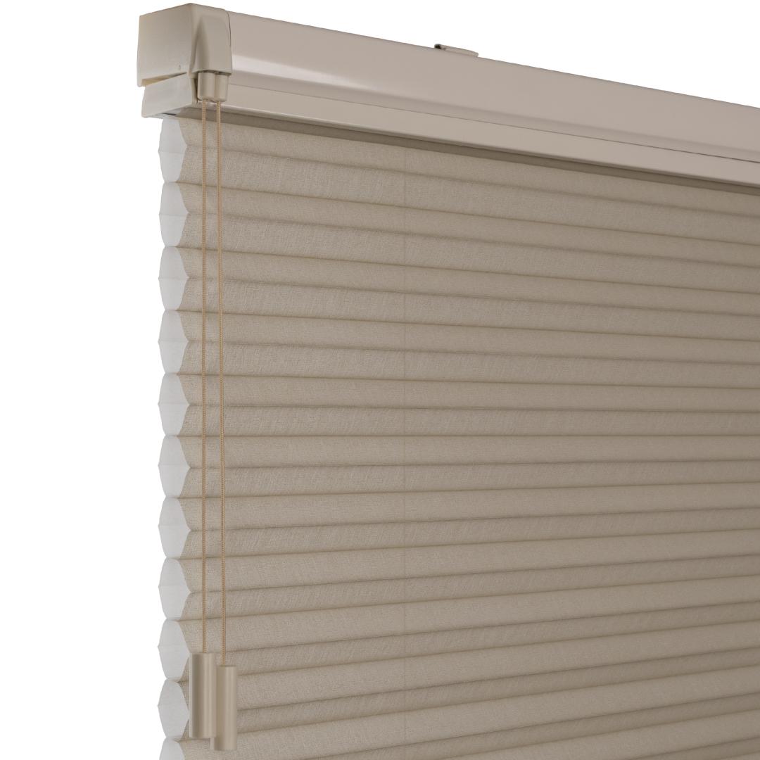 Verano duo plisségordijn XL | Stofkleur: Lattebruin 72.4505 45 mm | Systeemkleur: Gebroken wit | Bediening: EasyPull met kunststof koordknop