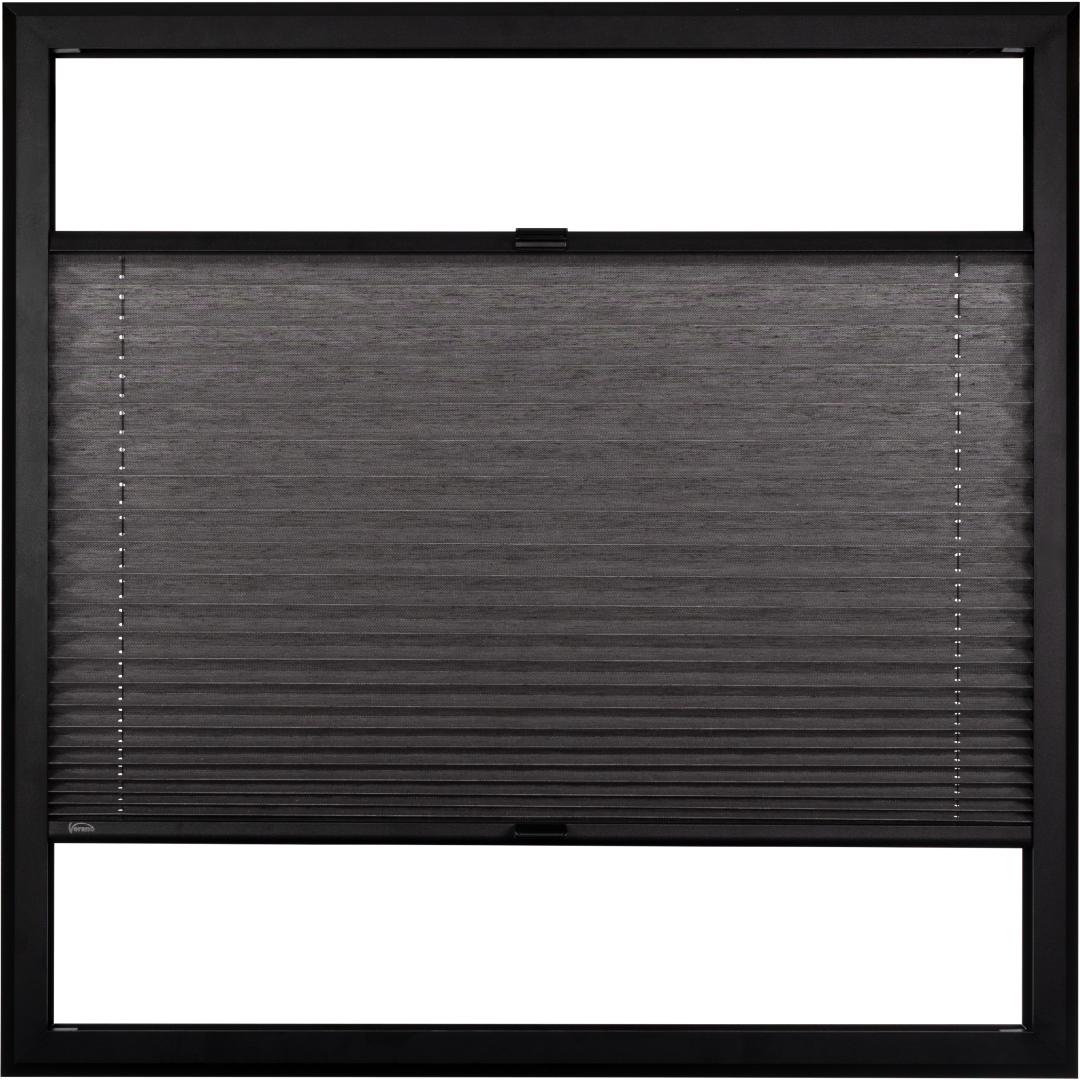 Verano SmartFit Pro plisségordijn | Stof: 72.0393 | Profielkleur: Zwart structuurlak | aluminium handgreep | Top Down Bottom Up