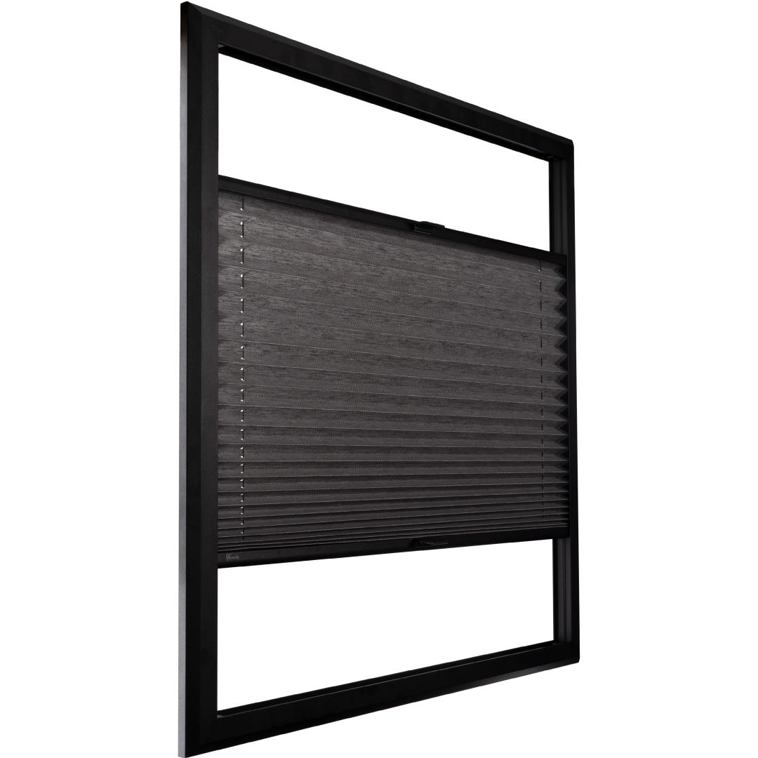Verano SmartFit Pro plisségordijn | Stof: 72.0393 | Profielkleur: Zwart structuurlak | aluminium handgreep | Top Down Bottom Up