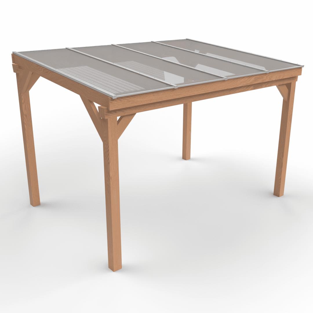 Solano Standaard houten overkapping vrijstaand | Profielkleur: Blank aluminiumkleurig