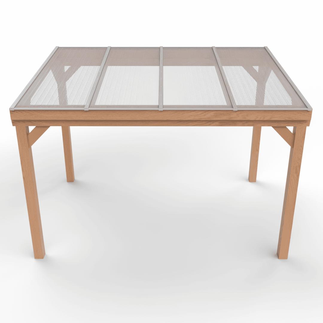 Solano Standaard houten overkapping vrijstaand | Profielkleur: Blank aluminiumkleurig