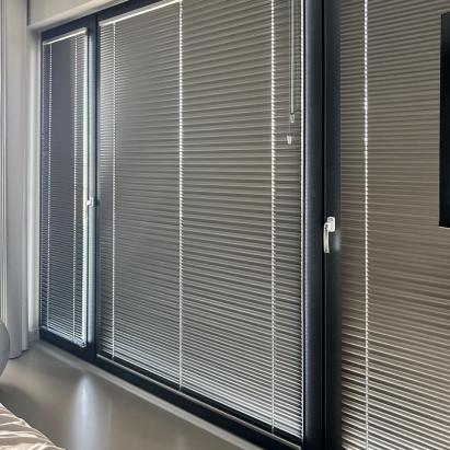 Verano® aluminium jaloezie 25 mm | Lamelkleur: zilver 10.2363 met Megaview