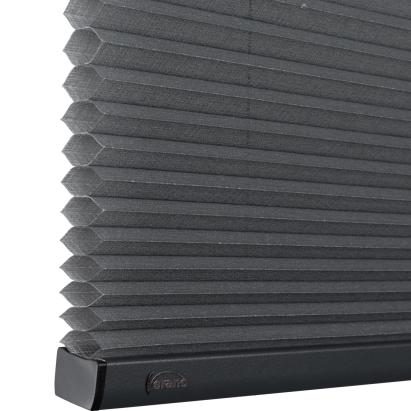 Verano® duo plissegordijn | Stof: 72.0323 Antracietgrijs gemêleerd Fulltone transparant | Bovenbak en onderlat: Antracietgrijs structuurlak | Bediening: Standaard met ketting