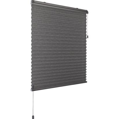 Verano plisségordijn: Stof: 72.0184 Kiezelgroen | Bovenbak en onderlat: Zilver | Bediening: Top Down Bottom up met trekkoord