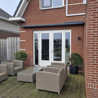 Solano Voorraadmodel knikarmscherm ACTIE | Stof: Donkergrijs 19.017 | Brel Solar motor