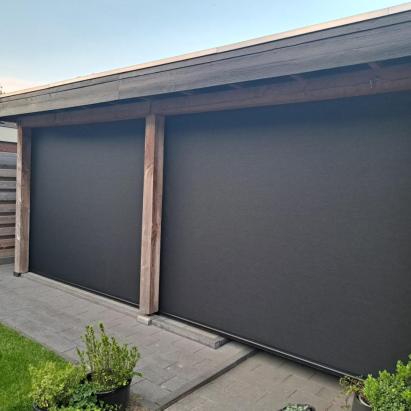 2x Solano Ritsscreen standaard | Profielkleur: Gitzwart structuurlak RAL 9S05 | Doekkleur: Sergé 600 5% Pure Black 030030