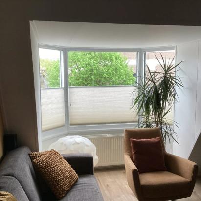 Solano duo plisségordijn | Systeemkleur: Wit RAL 9016 | Stofkleur: Crème 4001 (Lichtdoorlatend)