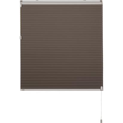 Verano duo plisségordijn | Stof: 72.3307 Truffelbruin | Bovenbak en onderlat: Wit structuur | Bediening: Trekkoord | Type: Top Down Bottom Up