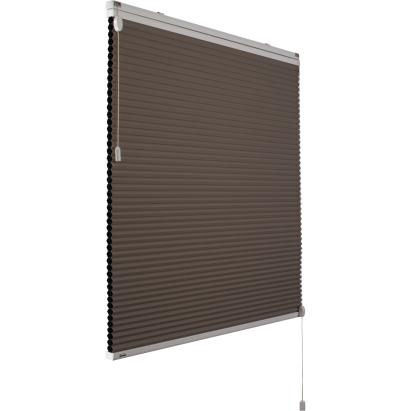 Verano duo plisségordijn | Stof: 72.3307 Truffelbruin | Bovenbak en onderlat: Wit structuur | Bediening: Trekkoord | Type: Top Down Bottom Up