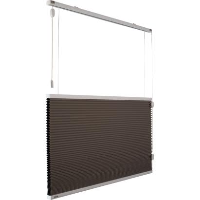 Verano duo plisségordijn | Stof: 72.3307 Truffelbruin | Bovenbak en onderlat: Wit structuur | Bediening: Trekkoord | Type: Top Down Bottom Up