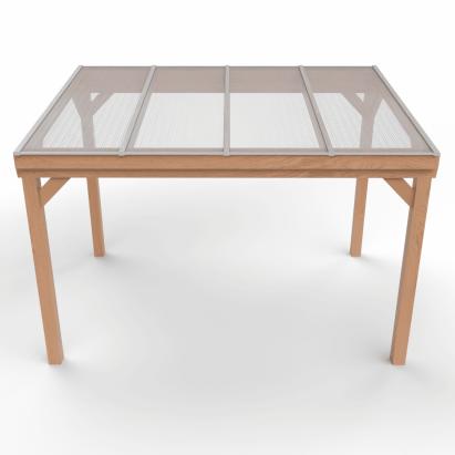Solano Standaard houten overkapping vrijstaand | Profielkleur: Blank aluminiumkleurig