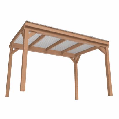 Solano Standaard houten overkapping vrijstaand | Profielkleur: Blank aluminiumkleurig