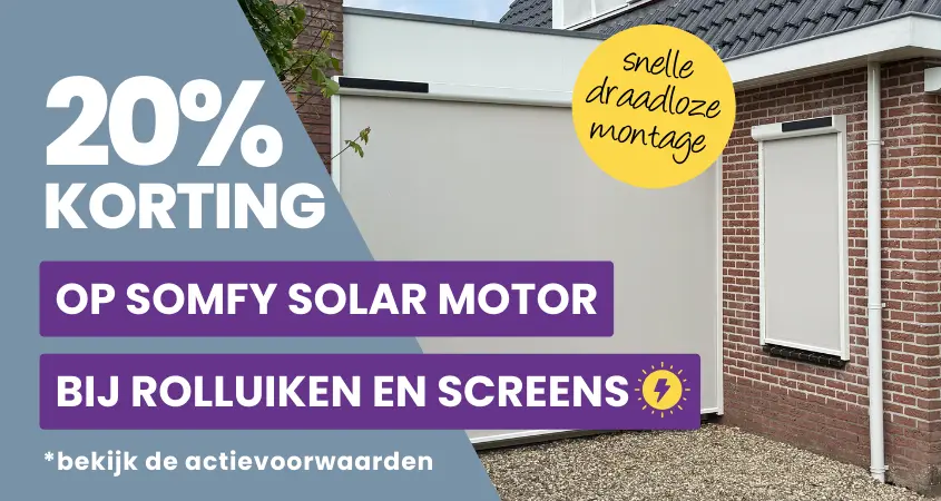 20% korting op somfy solar motor bij screens en rolluiken (mei)