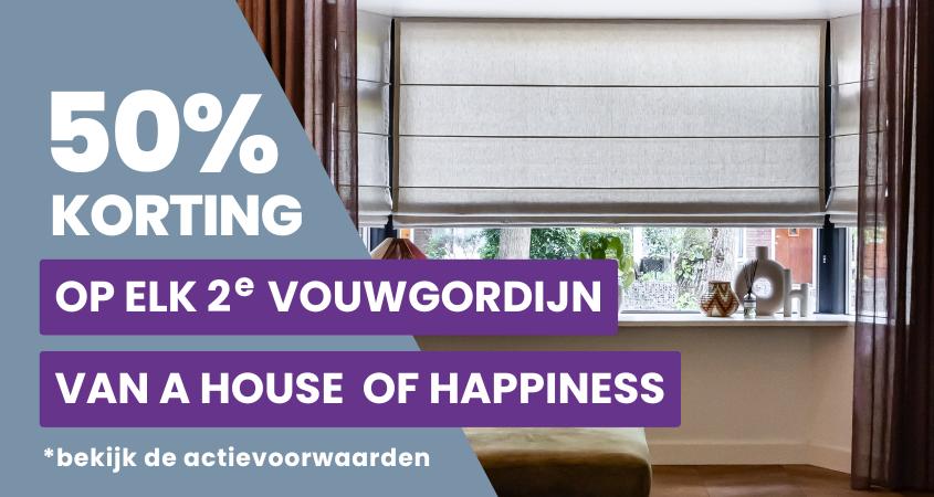 50% korting op elk 2e vouwgordijn van A House Of Happiness