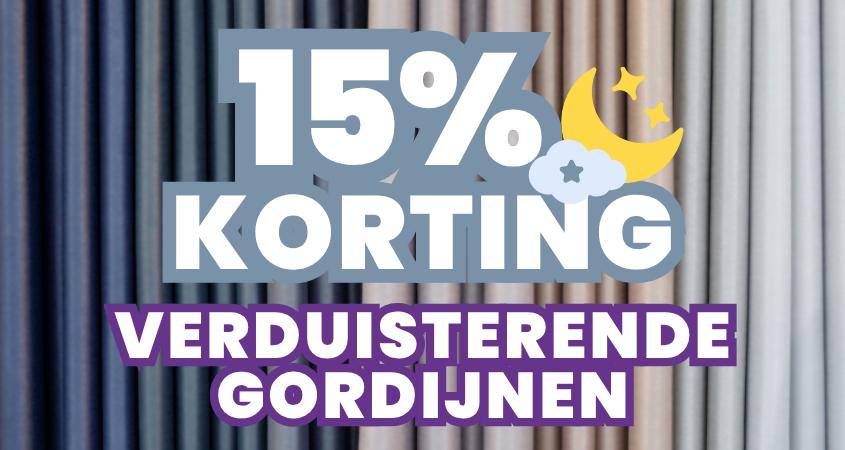 15% korting op verduisterende gordijnen